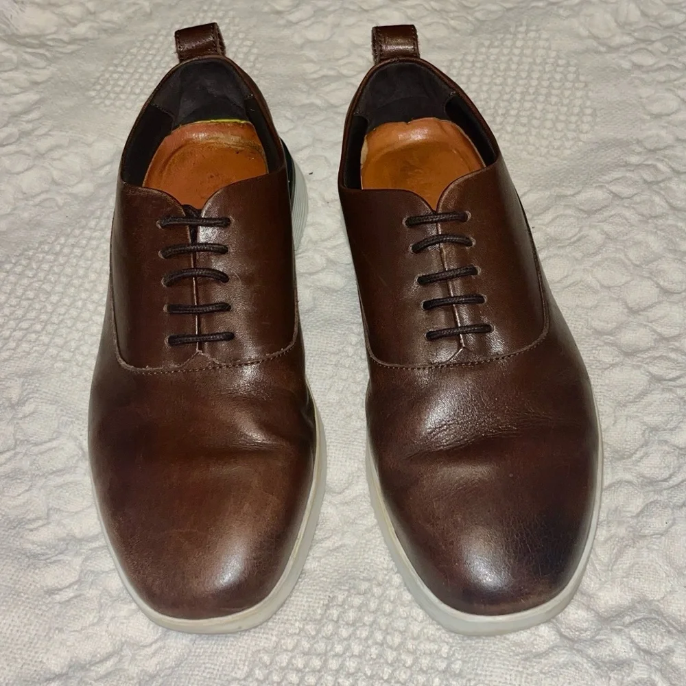 Wolf & Shepard Men’s Derby Leather Lace-Up Shoes Dress Sneakers Dark Brown 7.5